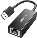 UGREEN CR110 USB 2.0 to 10/100Mbps Ethernet Adapter – Fast Network LAN Connector for Laptop & PC (Black)