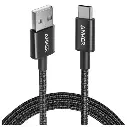 Anker USB-C to USB-A Cable 6ft (A8173H11) – Braided Fast Charging & Data Sync Cable – Durable Design, Supports PowerIQ High-Speed Charging – Black