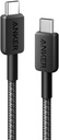 Anker 322 USB-C to USB-C Cable (A81F6H11) – 1.8m Braided Fast Charging Cable – Supports Power Delivery & High-Speed Data Transfer – Black